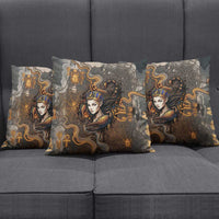 Serket Egyptian Pillow Cover Jeweled Scorpion and Cobweb Motif in Mystical Egyptian