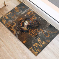 Serket Egyptian Rubber Doormat Jeweled Scorpion and Cobweb Motif in Mystical Egyptian