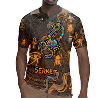 Serket Egyptian Rugby Jersey Jeweled Scorpion and Cobweb Motif in Mystical Egyptian