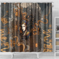 Serket Egyptian Shower Curtain Jeweled Scorpion and Cobweb Motif in Mystical Egyptian