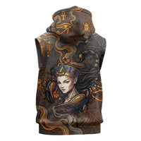 Serket Egyptian Sleeveless Zip Hoodie Jeweled Scorpion and Cobweb Motif in Mystical Egyptian