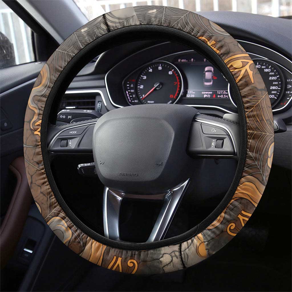 Serket Egyptian Steering Wheel Cover Jeweled Scorpion and Cobweb Motif in Mystical Egyptian