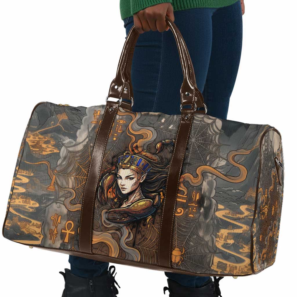 Serket Egyptian Travel Bag Jeweled Scorpion and Cobweb Motif in Mystical Egyptian