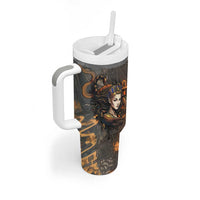 Serket Egyptian Tumbler With Handle Jeweled Scorpion and Cobweb Motif in Mystical Egyptian