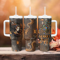 Serket Egyptian Tumbler With Handle Jeweled Scorpion and Cobweb Motif in Mystical Egyptian