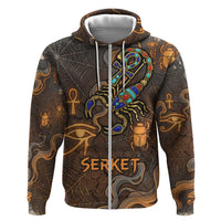 Serket Egyptian Zip Hoodie Jeweled Scorpion and Cobweb Motif in Mystical Egyptian