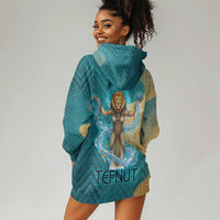 Tefnut Ancient Egyptian Hoodie Dress with Water Drop and Lion Symbol