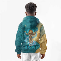 Tefnut Ancient Egyptian Kid Hoodie with Water Drop and Lion Symbol