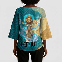 Tefnut Ancient Egyptian Kimono Sleeve Blouse with Water Drop and Lion Symbol