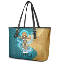 Tefnut Ancient Egyptian Leather Tote Bag with Water Drop and Lion Symbol