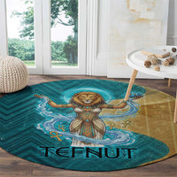 Tefnut Ancient Egyptian Round Carpet with Water Drop and Lion Symbol