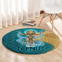 Tefnut Ancient Egyptian Round Carpet with Water Drop and Lion Symbol