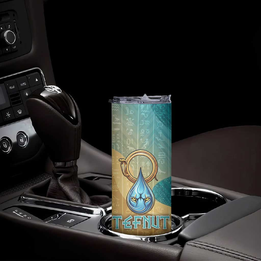 Tefnut Ancient Egyptian Skinny Tumbler with Water Drop and Lion Symbol