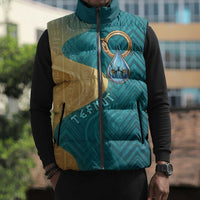 Tefnut Ancient Egyptian Sleeveless Puffer Jacket with Water Drop and Lion Symbol