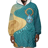 Tefnut Ancient Egyptian Wearable Blanket Hoodie with Water Drop and Lion Symbol