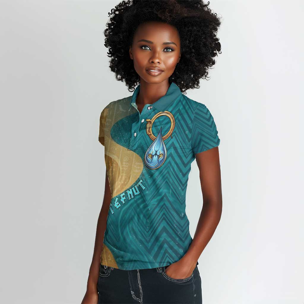 Tefnut Ancient Egyptian Women Polo Shirt with Water Drop and Lion Symbol