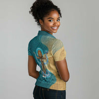 Tefnut Ancient Egyptian Women Polo Shirt with Water Drop and Lion Symbol