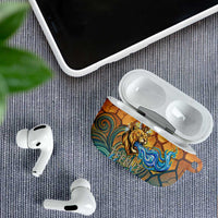 Egyptian Tefnut Fiery Eye AirPods Case with Roaring Lion in Desert and Water Element