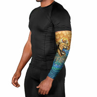 Egyptian Tefnut Fiery Eye Arm Sleeves with Roaring Lion in Desert and Water Element