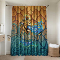 Egyptian Tefnut Fiery Eye Bathroom Set with Roaring Lion in Desert and Water Element