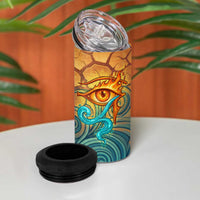 Egyptian Tefnut Fiery Eye 4 in 1 Can Cooler Tumbler with Roaring Lion in Desert and Water Element