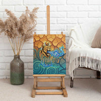 Egyptian Tefnut Fiery Eye Canvas Wall Art with Roaring Lion in Desert and Water Element