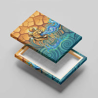 Egyptian Tefnut Fiery Eye Canvas Wall Art with Roaring Lion in Desert and Water Element