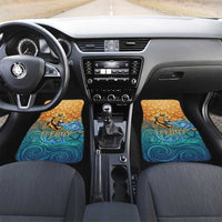 Egyptian Tefnut Fiery Eye Car Mats with Roaring Lion in Desert and Water Element