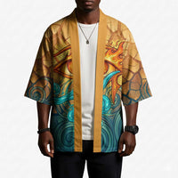 Egyptian Tefnut Fiery Eye Kimono with Roaring Lion in Desert and Water Element