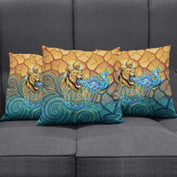 Egyptian Tefnut Fiery Eye Pillow Cover with Roaring Lion in Desert and Water Element