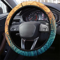 Egyptian Tefnut Fiery Eye Steering Wheel Cover with Roaring Lion in Desert and Water Element