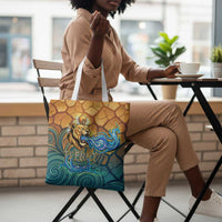 Egyptian Tefnut Fiery Eye Tote Bag with Roaring Lion in Desert and Water Element