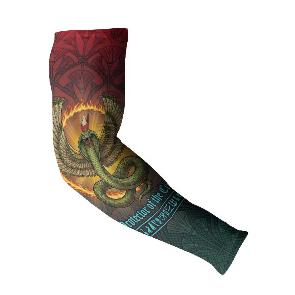 Egyptian Wadjet Winged Cobra Arm Sleeves with Eye of Horus in Fiery Royal Protector Theme