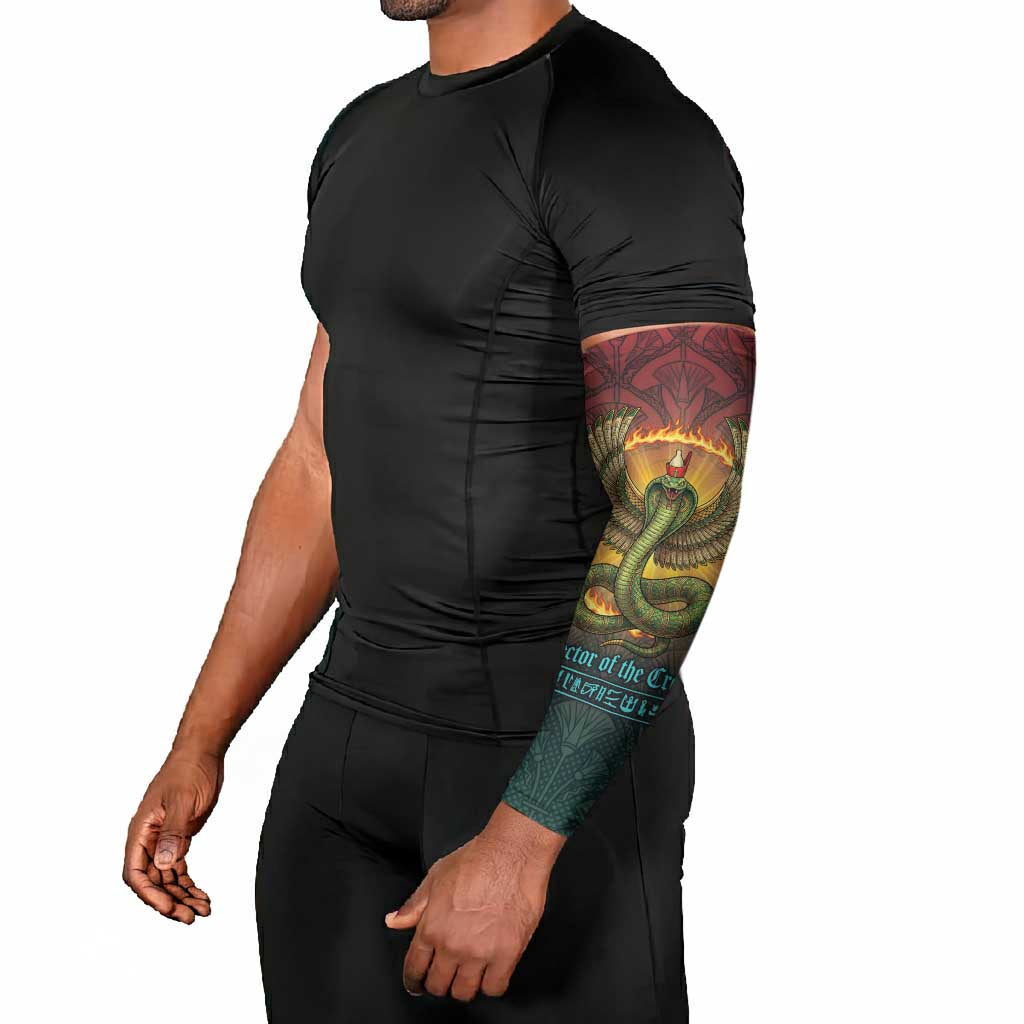 Egyptian Wadjet Winged Cobra Arm Sleeves with Eye of Horus in Fiery Royal Protector Theme