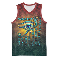 Egyptian Wadjet Winged Cobra Basketball Jersey with Eye of Horus in Fiery Royal Protector Theme