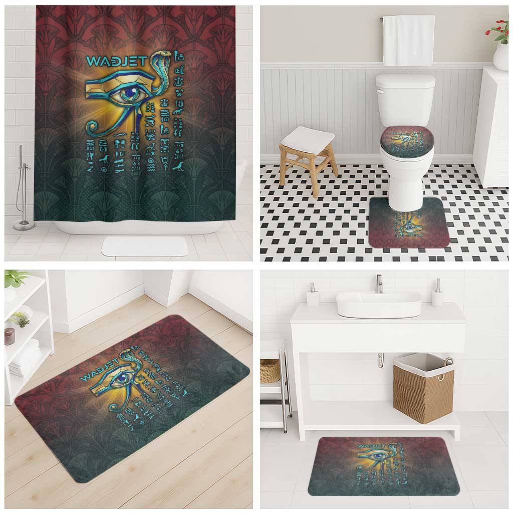 Egyptian Wadjet Winged Cobra Bathroom Set with Eye of Horus in Fiery Royal Protector Theme