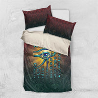Egyptian Wadjet Winged Cobra Bedding Set with Eye of Horus in Fiery Royal Protector Theme