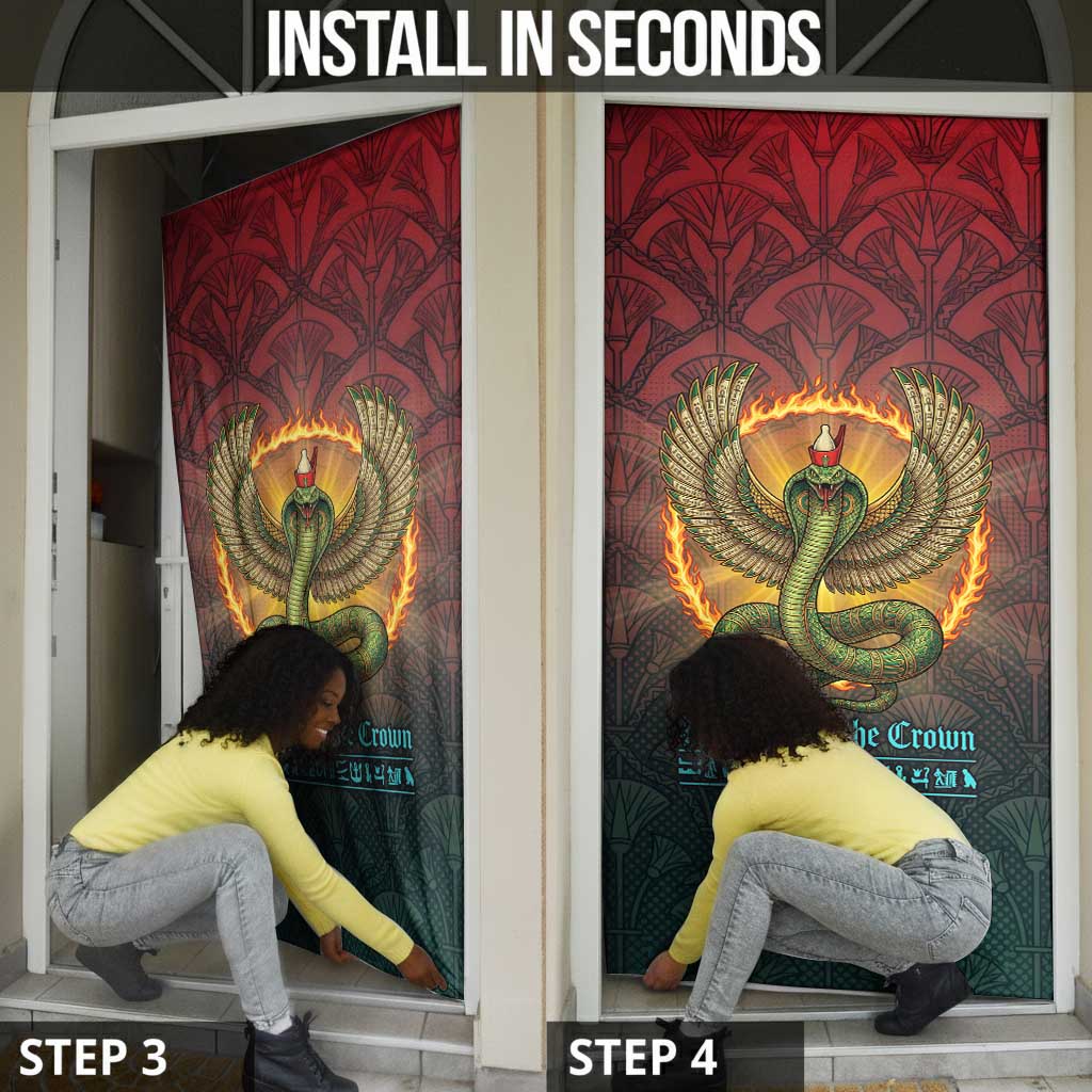 Egyptian Wadjet Winged Cobra Door Cover with Eye of Horus in Fiery Royal Protector Theme