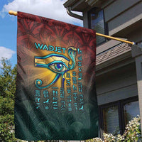 Egyptian Wadjet Winged Cobra Garden Flag with Eye of Horus in Fiery Royal Protector Theme