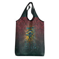 Egyptian Wadjet Winged Cobra Grocery Bag with Eye of Horus in Fiery Royal Protector Theme