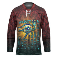 Egyptian Wadjet Winged Cobra Hockey Jersey with Eye of Horus in Fiery Royal Protector Theme