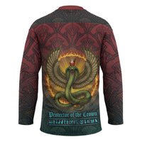 Egyptian Wadjet Winged Cobra Hockey Jersey with Eye of Horus in Fiery Royal Protector Theme