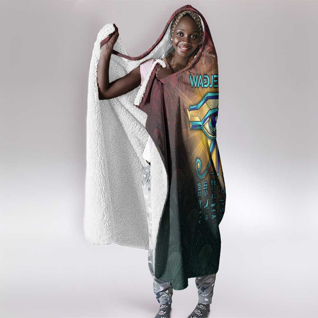 Egyptian Wadjet Winged Cobra Hooded Blanket with Eye of Horus in Fiery Royal Protector Theme