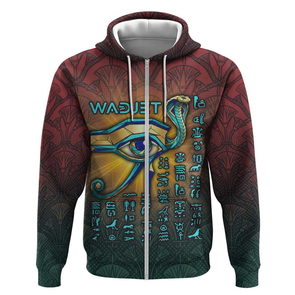 Egyptian Wadjet Winged Cobra Hoodie with Eye of Horus in Fiery Royal Protector Theme