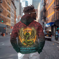 Egyptian Wadjet Winged Cobra Hoodie with Eye of Horus in Fiery Royal Protector Theme