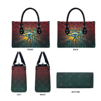 Egyptian Wadjet Winged Cobra Leather Bag with Eye of Horus in Fiery Royal Protector Theme