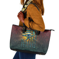 Egyptian Wadjet Winged Cobra Leather Tote Bag with Eye of Horus in Fiery Royal Protector Theme