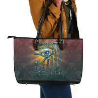 Egyptian Wadjet Winged Cobra Leather Tote Bag with Eye of Horus in Fiery Royal Protector Theme