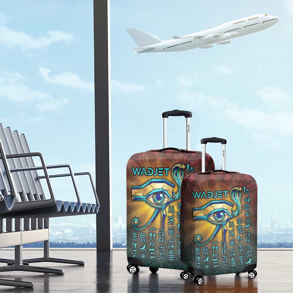 Egyptian Wadjet Winged Cobra Luggage Cover with Eye of Horus in Fiery Royal Protector Theme