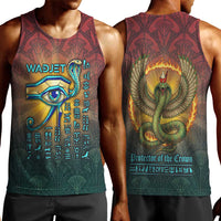 Egyptian Wadjet Winged Cobra Men Tank Top with Eye of Horus in Fiery Royal Protector Theme